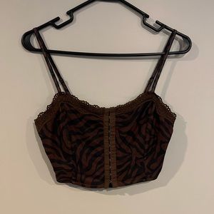 Brown Print Crop Top